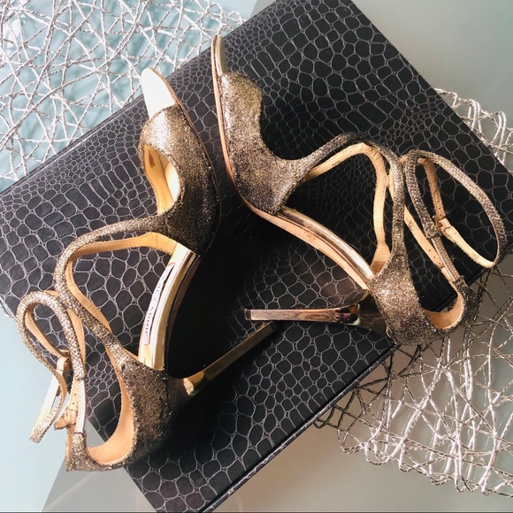 Jimmy Choo Ivette 90 Dusty Gold Heels - Picture 5 of 7